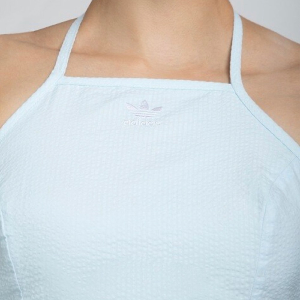 Adidas Poplin Baby Blue Halter Crop Tank Women’s XS - Picture 5 of 8